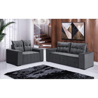 Imagem de Conjunto Sofá de Veludo 3 e 2 lugares ESTILO ESTOFADOS Las Vegas 2,00x1,50m "Cinza"