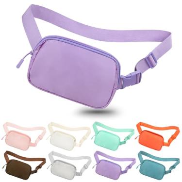 Imagem de jealkip Pochete transversal para mulheres e homens, bolsa de cinto para caminhadas com alça ajustável, bolsa casual para celular, bolsa de cintura para corrida, treino, esportes, viagens, Roxo pálido,