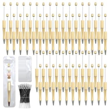 Imagem de DASTTUIS Kit de 300 canetas com contas DIY – 100 canetas esferográficas de plástico com refis e bolsas – material escolar, acessórios de escritório e itens decorativos para estudantes e professores