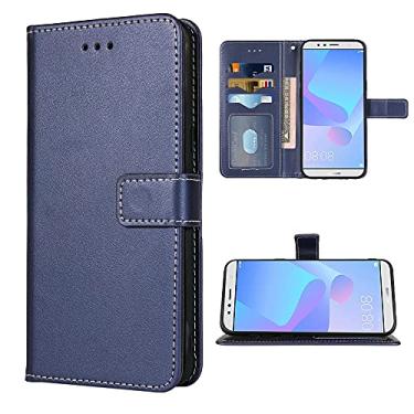 Imagem de FDCWTSH Compatível com Huawei Y6 2018 capa carteira alça de pulso cordão couro flip capa suporte suporte acessórios celulares capas de telefone para Hwauei Y6 Prime Honor 7A Enjoy Y 6 mulheres homens