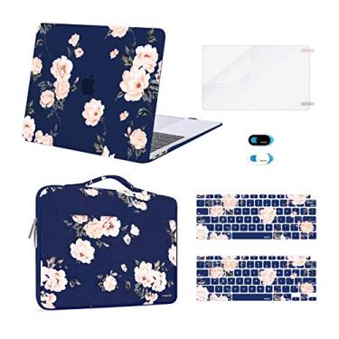 Imagem de MOSISO Capa compatível com MacBook Air de 13 polegadas 2022 2021 2020 2019 2018 versão A2337 M1 A2179 A1932 Retina, capa rígida de camélia de plástico, bolsa, película de teclado, capa de webcam e