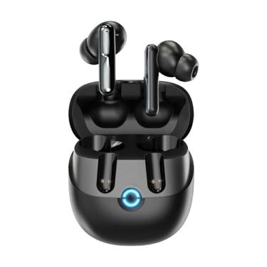 Imagem de Fone de Ouvido TWS com cancelamento de ruído ativo (ANC+ ENC), fone sem fio Bluetooth 5.4 com dupla microfones para chamada, 38H tempo de reprodução, modos duplo, IPX5 à prova d'água（Preto）