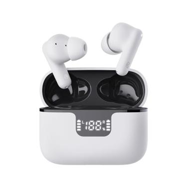 Imagem de Geonav Fone de ouvido TWS com cancelamento ativo de ruído (ANC) e ambiente (ENC) HarmonyWave, Bluetooth, Autonomia 30 horas, Microfone, Estojo carregador, AER15WT, Branco