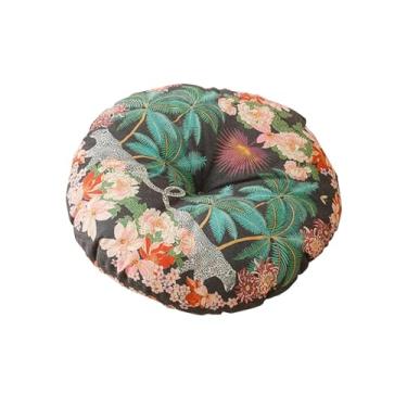 Imagem de Bothyi Almofada para cadeira de tapete tatami, leve, macia, decoração circular, almofada para quartos, varandas, escritório, jardim, assistir TV, Padrão de Coqueiro