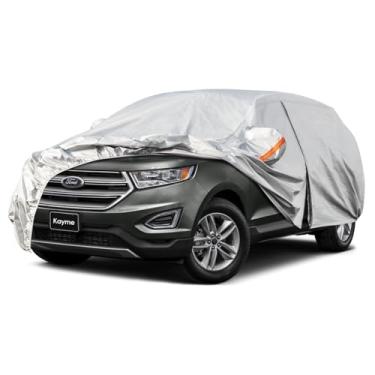 Imagem de Capa de carro SUV de 6 camadas Kayme Impermeável para todos os climas para automóveis, cobertura completa para uso externo, proteção contra chuva e sol, UV, prata