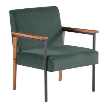 Imagem de Poltrona Decorativa Trindade Estilo Industrial Sanna Decor Em Veludo, 