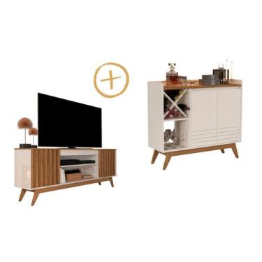Imagem de Rack para Sala de TV 65 2 Portas Malibu Wood + Aparador com Adega Buff