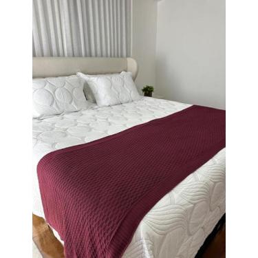 Imagem de Peseira Manta Trico Cama Casal Queen 230x80cm Roma - Calu Tricot, Vinh