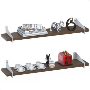 Imagem de 2 Prateleiras De Madeira Estilo Industrial Suspensa Max50b - CasaMóvei