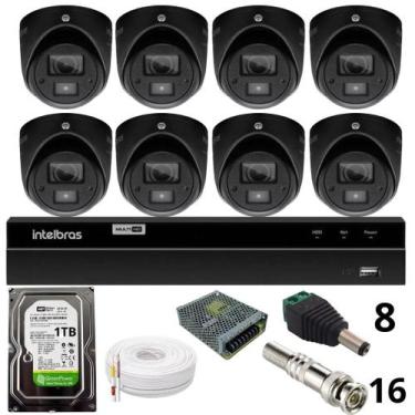 Imagem de Kit 8 Câmeras Bullet 3220d Mini Black Com Áudio Dvr Intelbras 1216-c M