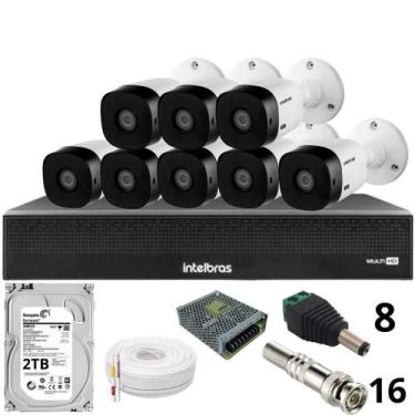 Imagem de Kit 8 Câmeras Intelbras 1120b Full Hd Dvr Mhdx 1016-c Intelbras Com De