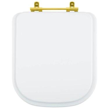 Imagem de Tampa de Vaso Debba Branco para bacia Roca Com Ferragem Dourada - Pont