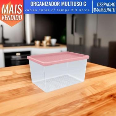 Imagem de Pote Organizador 2,9 Litros Porta Mantimentos C/ Tampa Translúcido UZ 