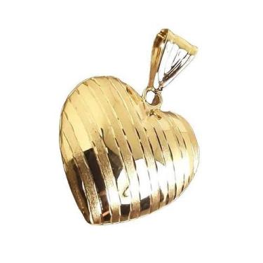 Imagem de Pingente em ouro 18 k coração faixas . - Elegancy Joias