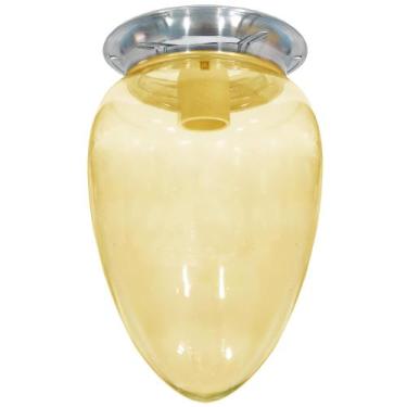 Imagem de Plafon Colonial Aluminio Natural Com Globo Pera Ambar - CM GLASS - CLE