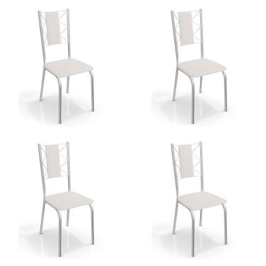 Imagem de Kit com 4 Cadeiras Estofadas Lisboa Cromada 4C076CR Kappesberg Crome, 