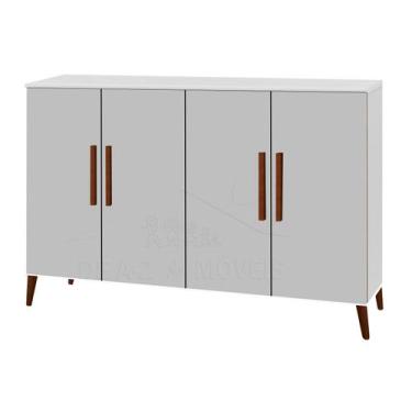 Imagem de Buffet aparador Colombia 4 portas balcão 1.22m retrô fechado cor Branc