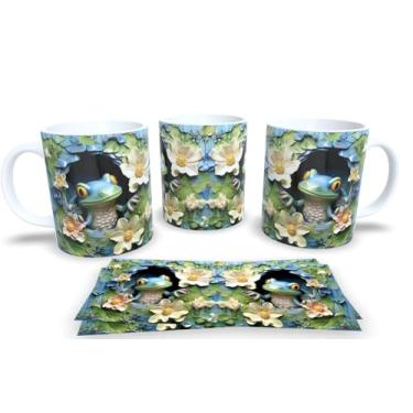 Imagem de Caneca Branca de Porcelana Personalizadas Novas Arte em 3D Animais (Sapo 2)