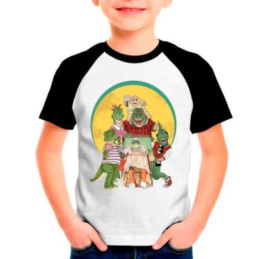 Imagem de Camiseta Familia Dinossauro Infantil - DESIGN CAMISETAS, Raglan, 14
