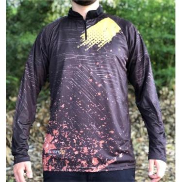 Imagem de Camiseta de Pesca Masculina Camuflada Marrom - FPS 50 +UV - Ref. 155  