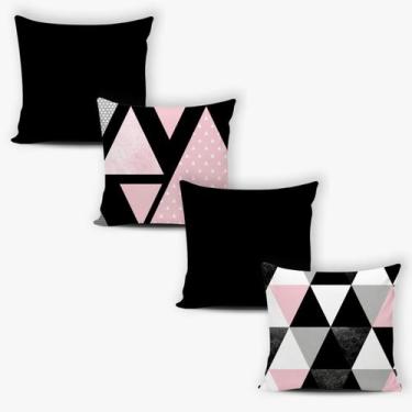 Imagem de Kit 4 Capas de Almofadas Decorativas com Zíper + 4 refil de almofada  