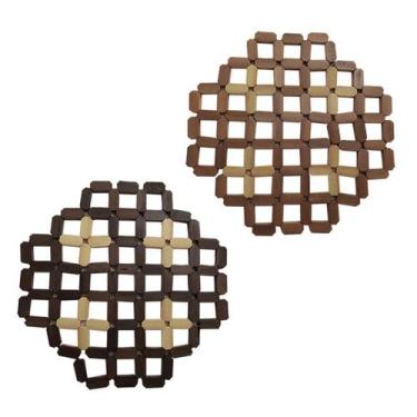 Imagem de Kit com 2 Descansos de Panela, Redondo, Bambu, 17 cm - Rio Tijucas