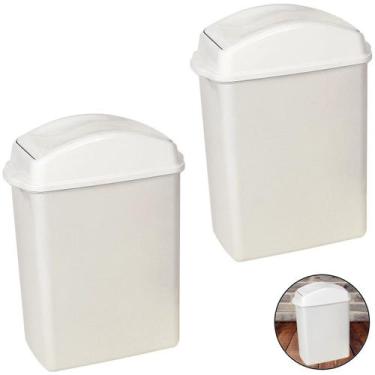 Imagem de Kit 2 Lixeira 8,8 Litros Com Tampa Cesto De Lixo Basculante Plástica C