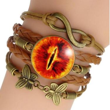Imagem de Pulseira Feminina  Olho de Dragão de Fogo Sauron Ajustável - RECANTO A