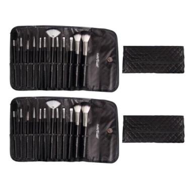 Imagem de Kit 02 Estojos Com 12 Pincéis Cada Macrilan Maquiagem Top