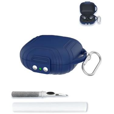 Imagem de Capa para SHOKZ OpenFit Air - fones de ouvido abertos, protetor de silicone macio, portátil, resistente a arranhões, compatível com capa rígida com kit de limpeza e mosquetão, azul