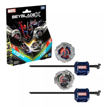 Imagem de Beyblade X Marvel Homem-Aranha 3-60f VS Venom 3-80n– Pack 2 pioes e Lançadores - Hasbro 