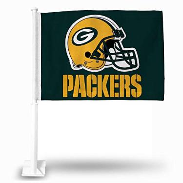 Imagem de Rico Industries Bandeira de carro dupla face verde NFL Green Bay Packers - 40,64 cm x 48,26 cm - Poste forte que prende no carro/caminhão/automóvel