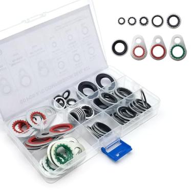 Imagem de Sephile Conjunto sortido de juntas de compressão de ar condicionado de carro 60 peças, 9 especificações de juntas de vedação resistentes a altas temperaturas, substituição de anel de vedação