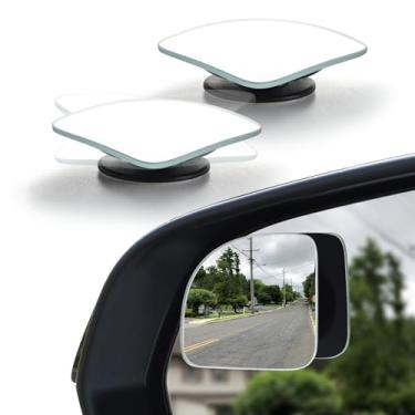 Imagem de LivTee Espelho de ponto cego, espelho retrovisor convexo sem moldura de vidro HD com grande angular ajustável para carros, SUV e caminhões, pacote com 4