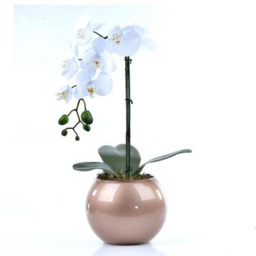 Imagem de Arranjo de Orquídea Artificial Branca em Vaso Cobre Bruna - Vila das F