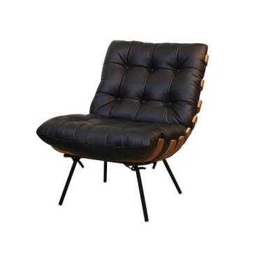 Imagem de Poltrona de Couro Costela - Preto Pigmentado - Mempra - Mempra Design