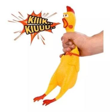 Imagem de Frango Galinha Gritador 30cm Borracha Brinquedo Mordedor Sonoro Para P