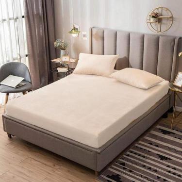 Imagem de Capa de Colchão Casal Ziper Suede Protetor 1,90x1,40x30cm - Fama, Marf