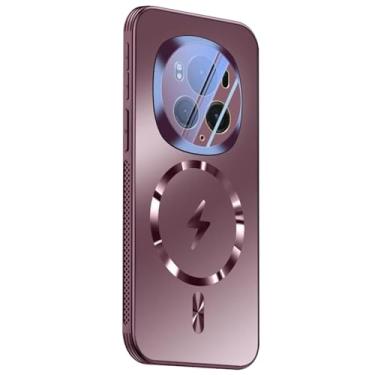 Imagem de POYUFRG Capa para Honor Magic 7 Pro/7, ventosa magnética, carregamento sem fio, capa fina, lentes totalmente envolventes, capa moderna, rosa, 7