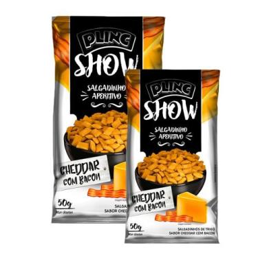 Imagem de Kit 2 Salgadinho Aperitivo Plinc Show Sabor Cheddar com Bacon 50g