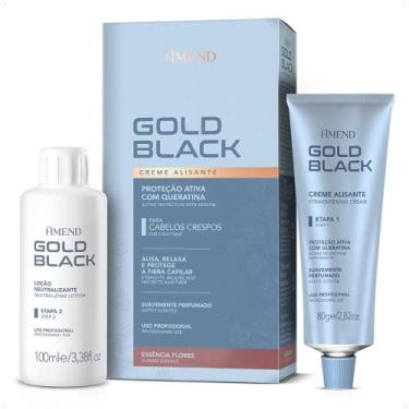 Imagem de Creme Alisante Amend Gold Black Alisamento Amônia Forte com Essência d