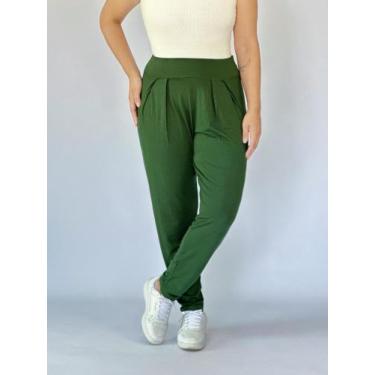 Imagem de Calça Saruel Feminina Tribo Livre em Viscolycra, Verde militar, P