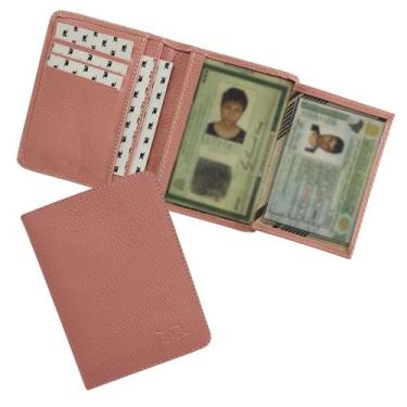Imagem de Carteira Compacta Couro RFID Blocking 20-R Raffai Couros, Rosa