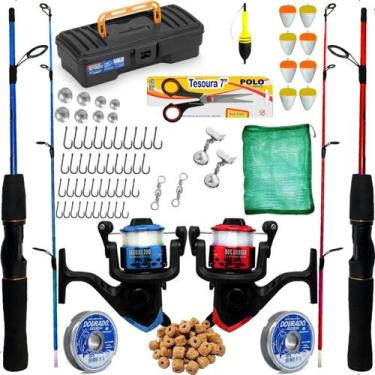 Imagem de Kit De Pesca Completo Barato 2 Vara 2 Molinete 10kg C/ Iten - Summer