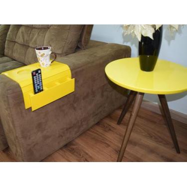 Imagem de Mesa Lateral Tampo Laqueado Para Sala Tampo 40 cm Tripé Pés Palito - A