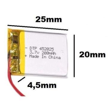 Imagem de 452025 2 Fios 3,7v 200 Mah 4,5mmx 20mmx 25mm Bateria - - KMIG