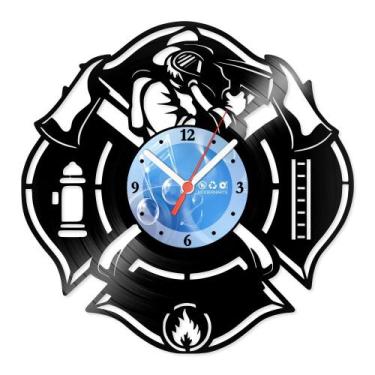 Imagem de Relógio De Parede Disco Vinil Profissões - Bombeiros Fire - VPR-012 - 