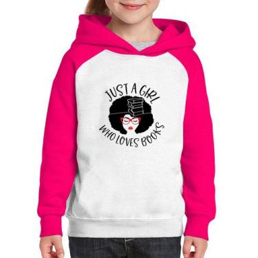 Imagem de Moletom Infantil Just a girl who loves books - Foca na Moda, Branco, R