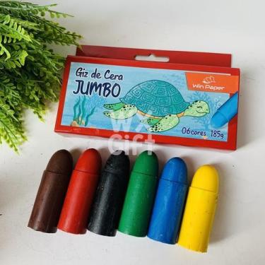 Imagem de Giz de Cera Jumbo com 6, 8 ou 12 Cores - Win Paper / WX Gift