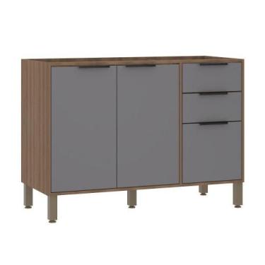 Imagem de Balcão Cozinha Pia 120cm, 2 Portas 3 Gavetas - LUCIANE MÓVEIS